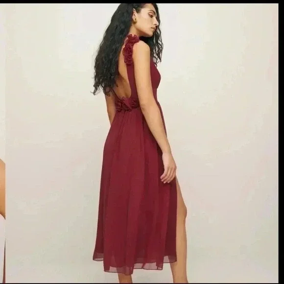 NWOT Reformation x New York City NYC Ballet Flor Low Back Midi Dress Red 2